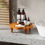 16" Teak Wood Pedestal Stand for Aroma and Snacks