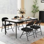 2 Pack Folding Chairs with Metal Frame and PVC Leather for Indoor Outdoor