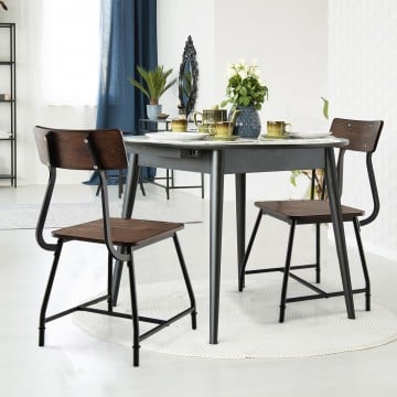 2 Pieces Mid Century Modern Dining Chairs with Open Back