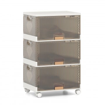 3/4/5/6-Cube Stackable Storage Bins with Detachable Wheels