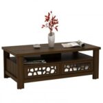 3-tier Coffee Table with 2 Drawers and 5 Support Legs
