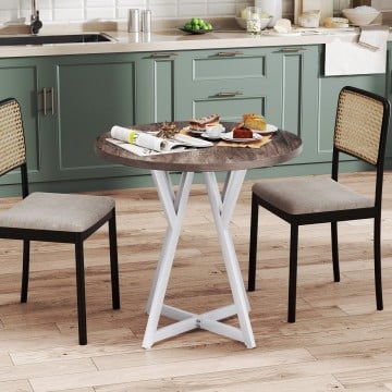 36 Inch Round Dining Table with Metal Pedestal Base