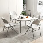 4 Pack Folding Stackable Chairs with Metal Frame and Carrying Handle