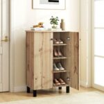 4-Tier Shoe Organizer with Removable Shelves and 2 Doors