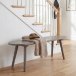 43 Inch Solid Wood Farmhouse Dining Bench Rustic Wooden Entryway Bench with Rubber Wood Legs