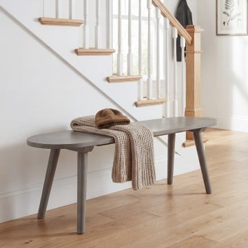 43 Inch Solid Wood Farmhouse Dining Bench Rustic Wooden Entryway Bench with Rubber Wood Legs