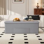43 Inches Folding Storage Ottoman Bench Foot Rest Stool End of Bed Bench