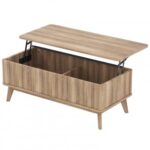 43.5" Rectangle Wooden Fluted Lift Top Coffee Table
