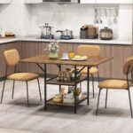 47 Inch Rectangular Dining Table with 2 Open Storage Shelves and Sturdy Metal Legs for 4-6
