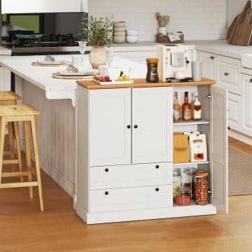 47.5 Inch Kitchen Freestanding Storage Cabinet with 3 Doors and 2 Large Drawers