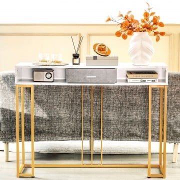48 Inch 2-Tier Console Table with Drawer 48 Inch 2-Tier Console Table with Drawer