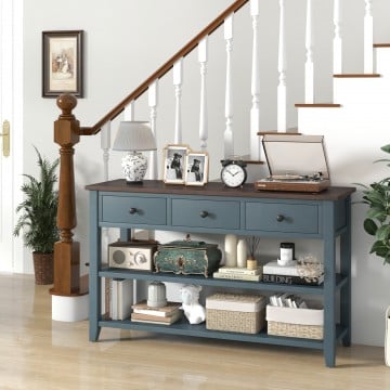 50 Inch Entryway Table Narrow Long Sofa Table with Drawers and Shelves