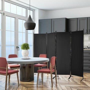 5.6 Feet 4 Panel Room Divider with Steel Frame
