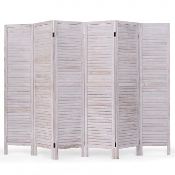 6 Panels Classic Venetian Wooden Slat Room Screen
