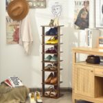 7-Tiers Vertical Wooden Space Saving Shoe Rack for Front Door