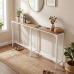 71 Inch Narrow Console Table with Power Outlet for Small Space