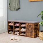 9-cube Shoe Bench with Adjustable Shelves and Removable Padded Cushion