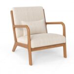 Accent Chair Corduroy Upholstered Lounge Chair with Lumbar Pillow
