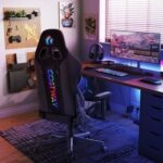 Adjustable 360° Swivel PU Gaming Chair with RGB LED Lights and Nylon Base