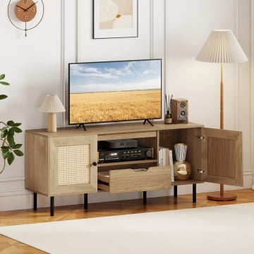 Boho TV Stand for 60 Inch TV Entertainment Center with Cabinets and Storage Shelf Boho TV Stand for 60 Inch TV Entertainment Center with Cabinets and Storage Shelf