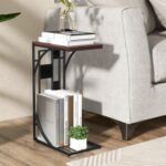 C-Shaped End Side Sofa Narrow Snack Table for Living Room