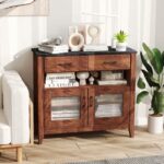 Coffee Bar Cabinet with 2 Drawers and 1 Open Compartment
