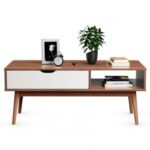 Coffee Cocktail Accent Table with Drawer and Storage Shelf