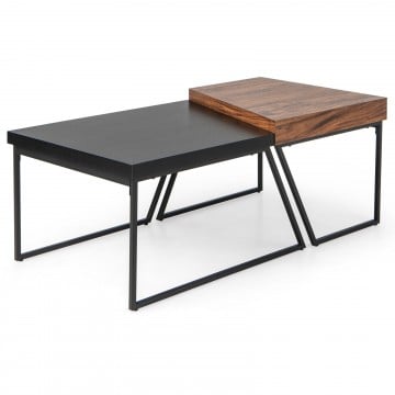 Coffee Table Set of 2 with Powder Coated Metal Legs Coffee Table Set of 2 with Powder Coated Metal Legs