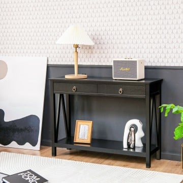 Console Table with 2 Drawer Storage Shelf for Entryway Hallway