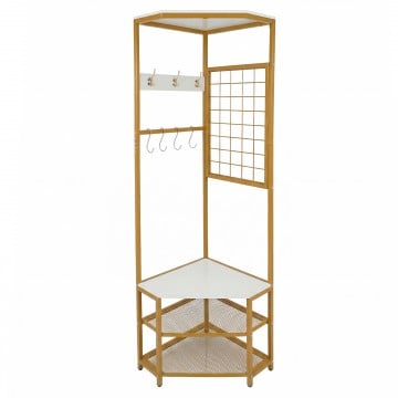 Corner Hall Tree Freestanding Coat Rack with Storage Shelves Removable Hooks