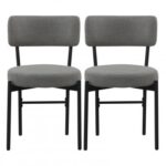 Dining Chair Set of 2 with Curved Backrest and Padded Seat