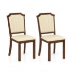 Dining Chair Set of 2 with PU Leather and Rubber Wood Frame