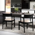 Dining Chair with Contoured Backrest and Padded Seat Set of 2
