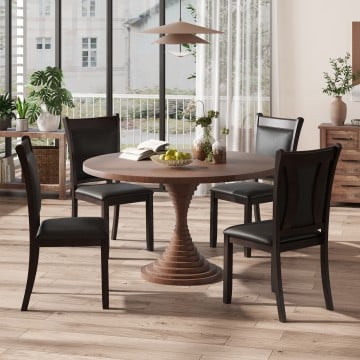 Dining Chairs Set of 2 Faux Leather Upholstered Kitchen Side Chairs with Padded Seat