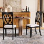 Dining Chairs Set of 2 Kitchen Side Chairs with Curved Cross Back