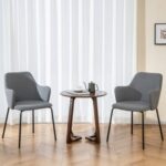 Dining Chairs Set of 2 with Curved Backrest, Wide Seat and Armrests