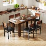 Extendable Dining Table for 4-8 People 47"-62" Large Rectangular Kitchen Table