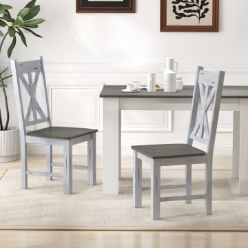 Farmhouse Chair Set of 2 with Rubber Wood Frame and Elegant Hollowed Backrest Farmhouse Chair Set of 2 with Rubber Wood Frame and Elegant Hollowed Backrest