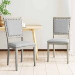 Farmhouse Dining Chair Set of 2 Fabric Upholstered Kitchen Chairs