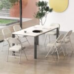 Foldable Chair Set of 6 with Padded Seat Seat and Fabric Covered Backrest