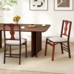 Folding Chairs Set of 2 Upholstered Dining Chairs with Comfy Padded Seats