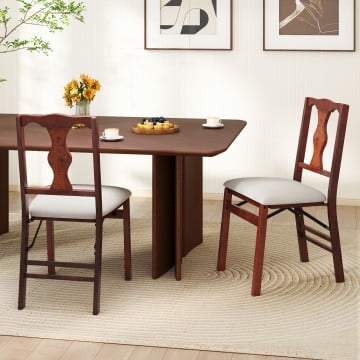 Folding Chairs Set of 2 Upholstered Dining Chairs with Comfy Padded Seats