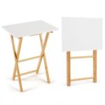 Folding TV Tray Tables Set of 2 for Small Spaces Bedroom and Living Room