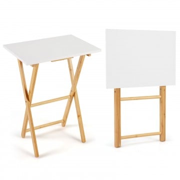 Folding TV Tray Tables Set of 2 for Small Spaces Bedroom and Living Room