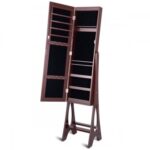 Freestanding Jewelry Cabinet Armoire Organizer with Bevel Edge Mirror