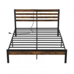 Full/Queen Size Bed Frame with Charging Station and Storage Headboard