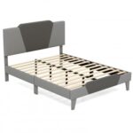 Full/Queen/Twin Velvet Upholstered Bed Frame with High Headboard