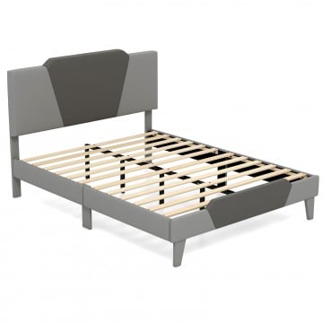 Full/Queen/Twin Velvet Upholstered Bed Frame with High Headboard