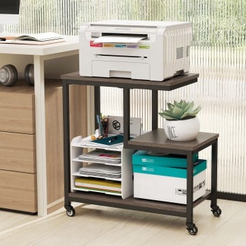 G-shaped Side Table 3-Tier Mobile End Table with Open Shelves G-shaped Side Table 3-Tier Mobile End Table with Open Shelves