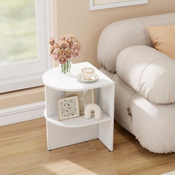 Half Round End Table with Open Shelves for Small Space Half Round End Table with Open Shelves for Small Space